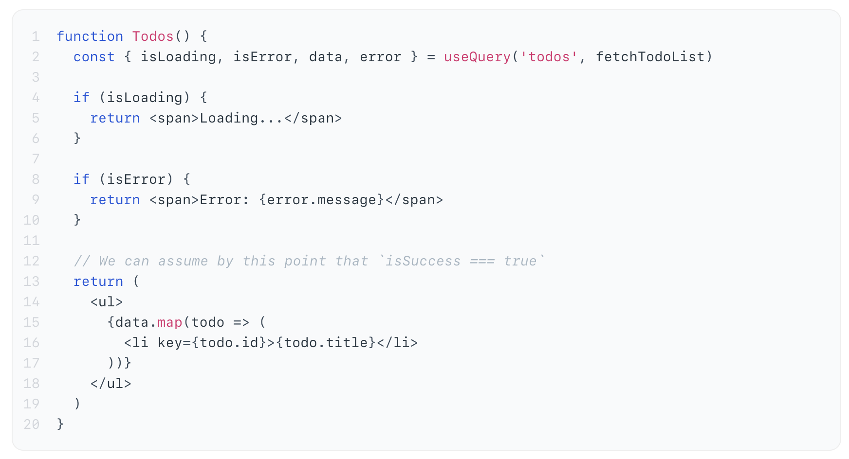 Пример из документации react-query